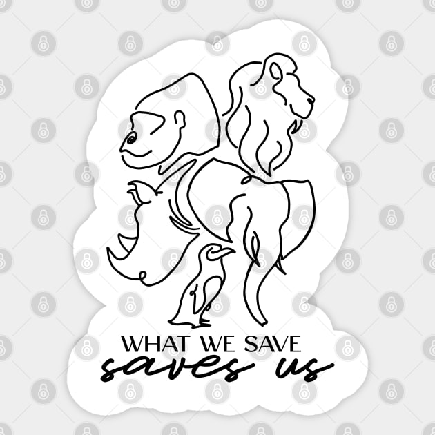 What We Save Saves Us (Black Artwork) Sticker by Rachel Meets Planet